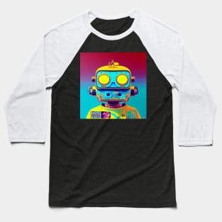 Digital Art of a Retro Vintage 80's robot toy Baseball T-Shirt